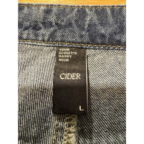 CIDER Color Block Stripe Straight Leg Jeans Shirt Collar Fold Front Waist Large - Picture 6 of 6